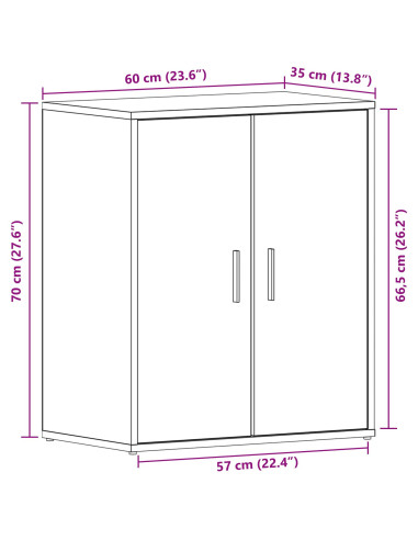 Mobile per scarpe Rovere Nero 60 x 35 x 70 cm Legno multistrato