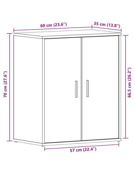 Armadio per scarpe  Nero Rovere 60x35x70 cm in legno ingegnerizzato