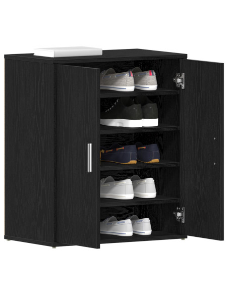 Mobile per scarpe Rovere Nero 60 x 35 x 70 cm Legno multistrato