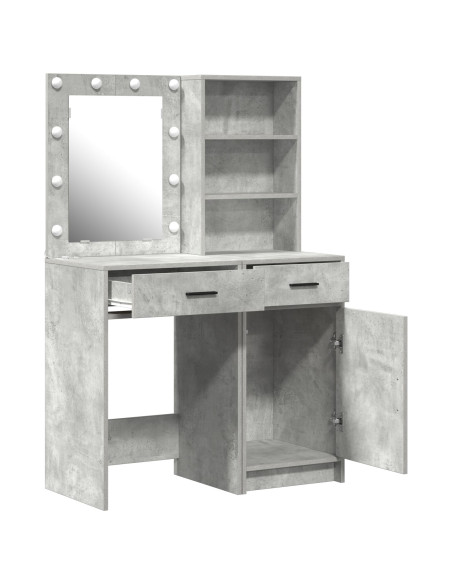 Set da tavolo da trucco con LED con porta 2 pcs Grigio cemento