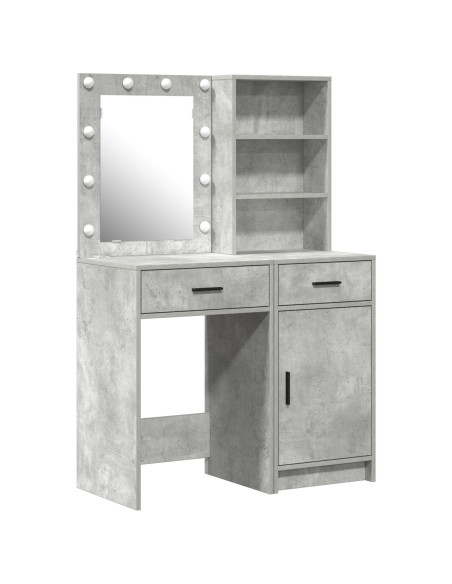 Set da toeletta 2 pezzi con LED Grigio cemento in legno ingegnerizzato