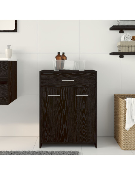 Mobile da Bagno  Nero Rovere 60x33x80 cm Legno Ingegnerizzato