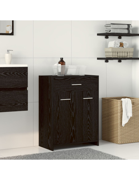 Mobile da Bagno  Nero Rovere 60x33x80 cm Legno Ingegnerizzato