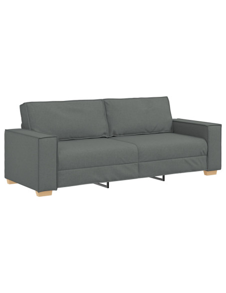 Divano 3 pcs Grigio scuro Tessuto misto lino