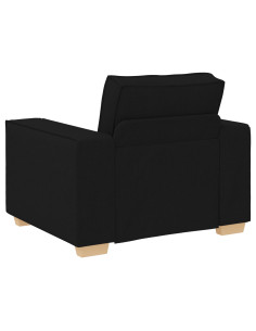 Divano 3 pcs Nero Tessuto misto lino 2