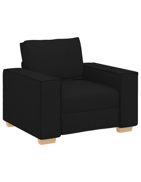 Divano 3 pcs Nero Tessuto misto lino