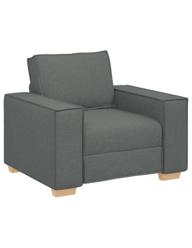 Divano 3 pcs Grigio scuro Tessuto misto lino