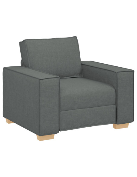 Divano 3 pcs Grigio scuro Tessuto misto lino