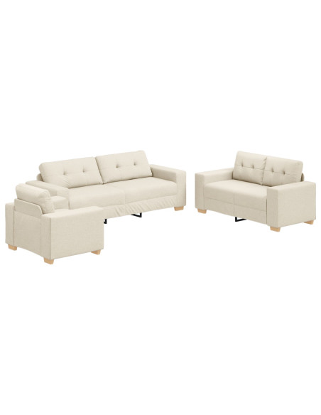 Set di divani 3 pezzi con cuscini in lino
