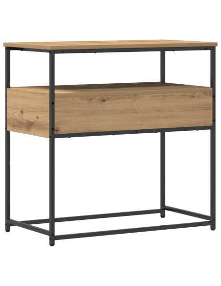 Tavolino Console Rovere Artigianale 75x40x75 cm Legno Ingegnerizzato e Acciaio
