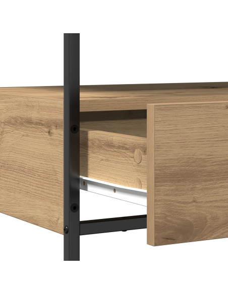 Tavolino Console Rovere Artigianale 75x40x75 cm Legno Ingegnerizzato e Acciaio