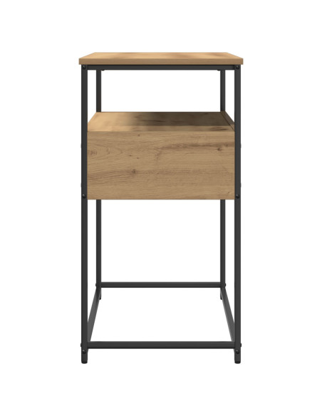 Tavolino Console Rovere Artigianale 75x40x75 cm Legno Ingegnerizzato e Acciaio
