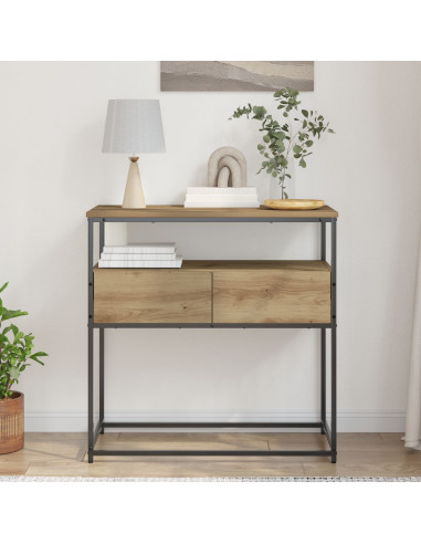 Tavolo consolle con cassetto Rovere artigianale 75 x 40 x 75 cm