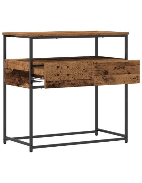Tavolo Consolle Legno Vecchio 75x40x75 cm Legno Ingegnerizzato e Acciaio