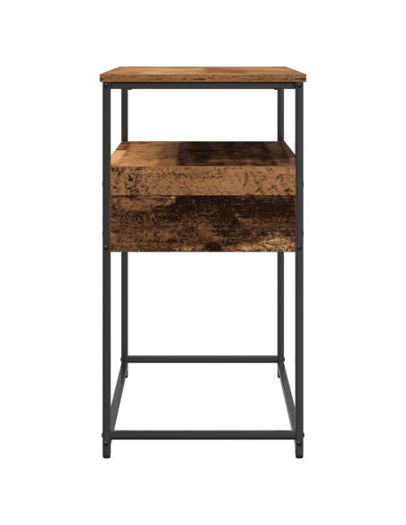 Tavolo Consolle Legno Vecchio 75x40x75 cm Legno Ingegnerizzato e Acciaio