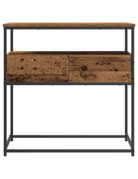 Tavolo Consolle Legno Vecchio 75x40x75 cm Legno Ingegnerizzato e Acciaio