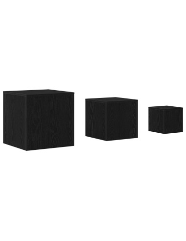 Tavolo Nesting 3 pcs Rovere Nero Legno multistrato