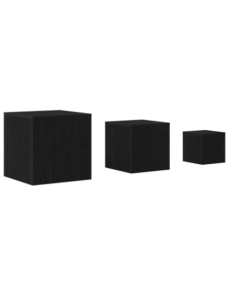 Set di 3 tavolini impilabili in legno ingegnerizzato nero