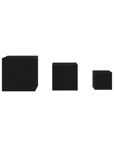 Set di 3 tavolini impilabili in legno ingegnerizzato nero