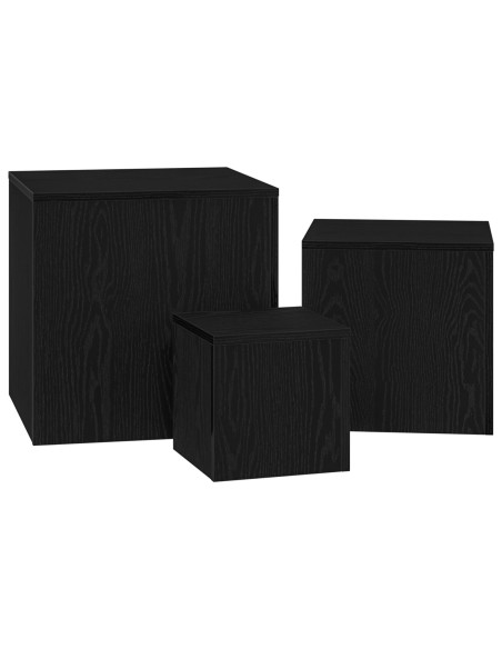 Set di 3 tavolini impilabili in legno ingegnerizzato nero
