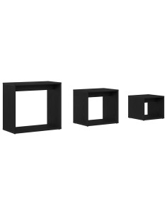 Tavolo Nesting 3 pcs Rovere Nero Legno multistrato 2