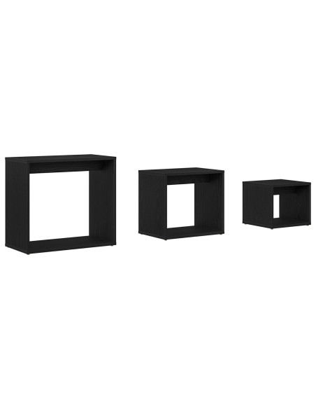 Tavolo Nesting 3 pcs Rovere Nero Legno multistrato