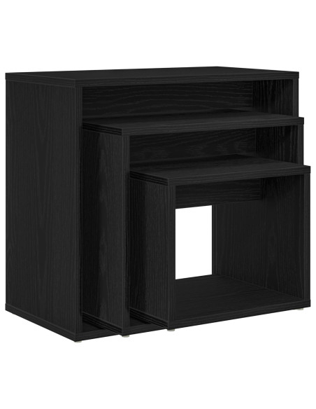 Tavolini Nesting 3 pz in Legno di Quercia Nera