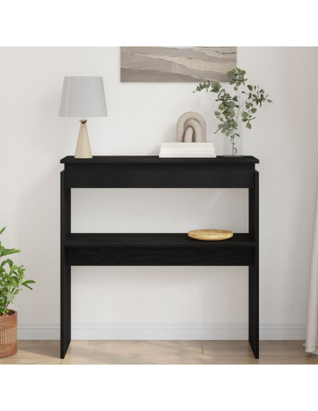 Tavolo Consolle  Nero Rovere 80x30x80 cm in Legno Ingegnerizzato