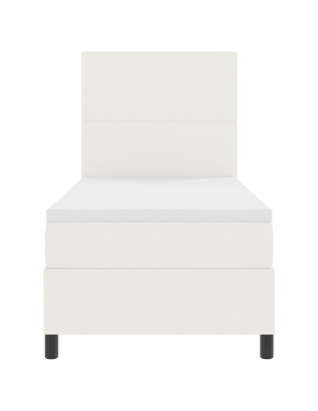 Letto con Doghe e Materasso & LED Crema 90x200 cm Tessuto Corduroy