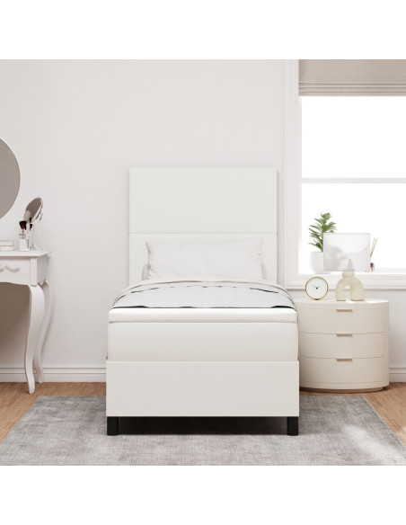 Letto con Doghe e Materasso & LED Crema 90x200 cm Tessuto Corduroy