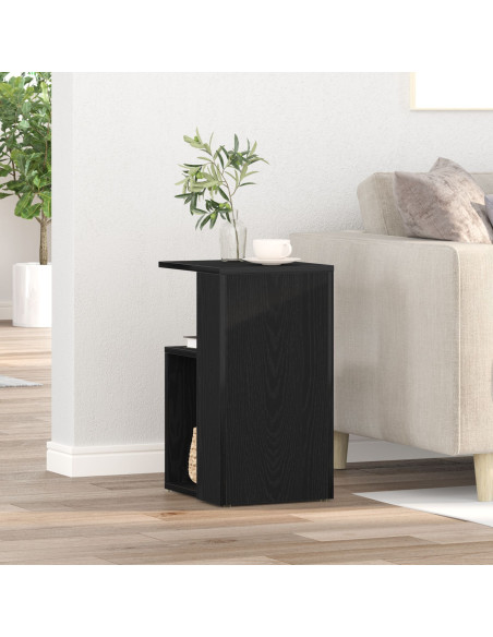 Tavolino  Nero Rovere 36x30x56 cm Legno ingegnerizzato
