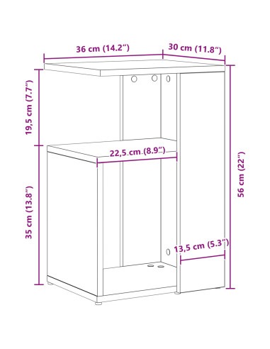 Tavolo laterale Rovere Nero 36 x 30 x 56 cm Legno multistrato