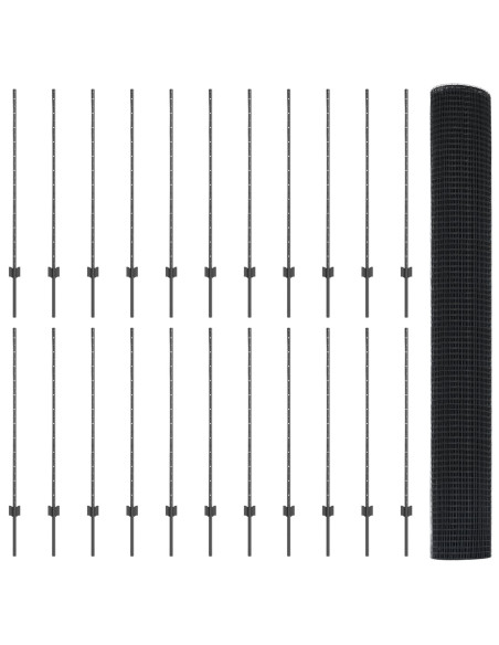 Recinzione in Rete Saldati  con 44 Post U Grigia 1.2x50 m in Acciaio