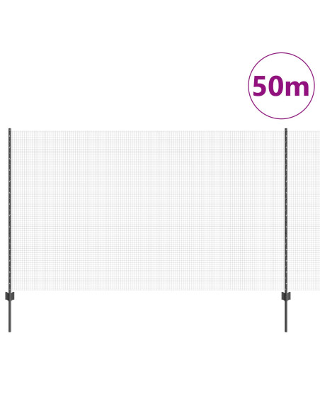Recinzione in Rete Saldato  con 44 Post U Grigio 1.4x50 m Acciaio