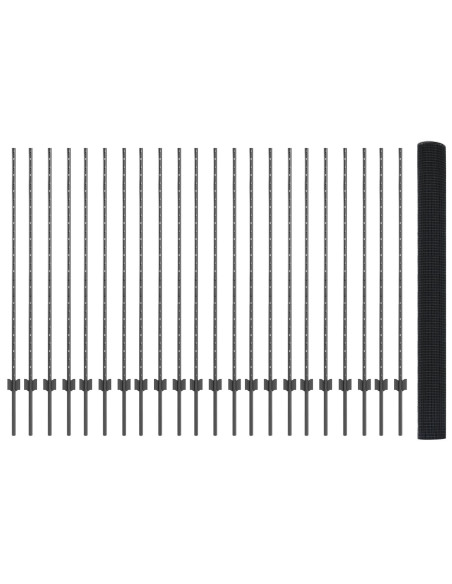 Recinzione con Posto Grigio 1,4 x 50 m Acciaio e PVC