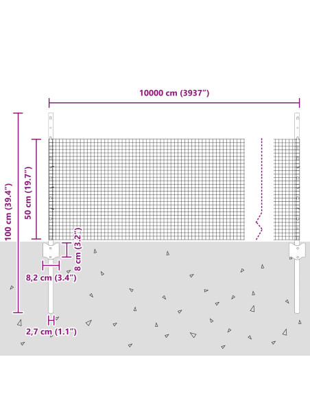 Recinto in Filo Saldato con 44 U Post Grigio 0.5x100 m Acciaio