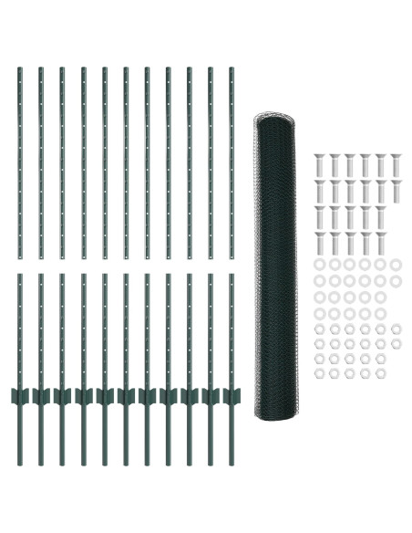 Set di Recinzione Esagonale da Giardino Set di 2 Verde Metallo
