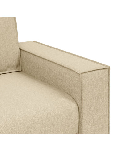Divano 3 pcs Crema Tessuto misto lino
