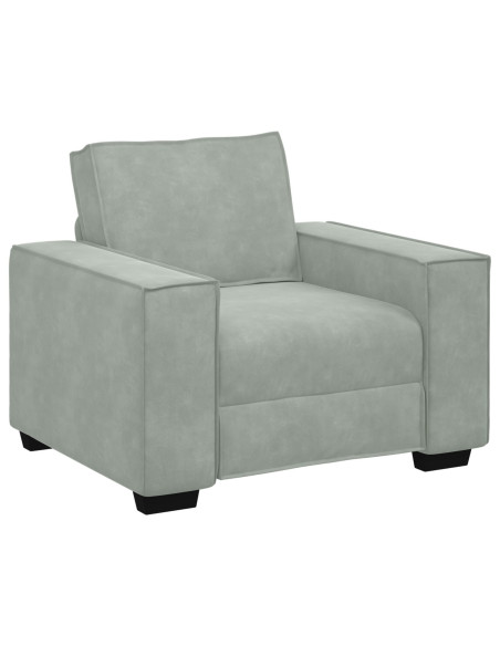 Set Divano 3 Pezzi con Cuscini in Velluto Grigio Chiaro