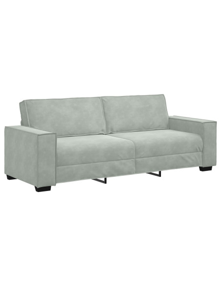 Set Divano 3 Pezzi con Cuscini in Velluto Grigio Chiaro