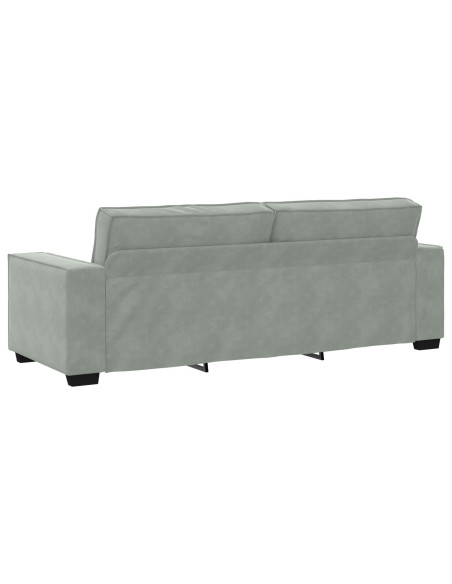 Set Divano 3 Pezzi con Cuscini in Velluto Grigio Chiaro
