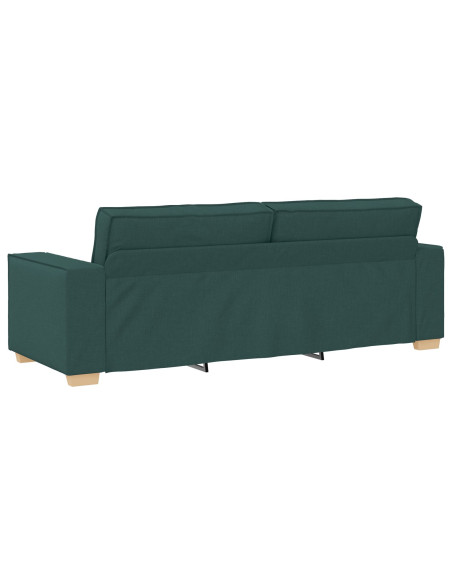 Set di divani 3 pezzi con cuscini in tessuto verde scuro