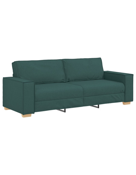 Set di divani 3 pezzi con cuscini in tessuto verde scuro