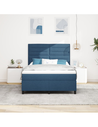 Letto a molle con materasso Blu 160 x 200 cm Tessuto