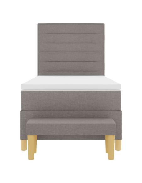 Letto con Box Spring con Materasso e Panchina Tortora 100x200 cm Tessuto