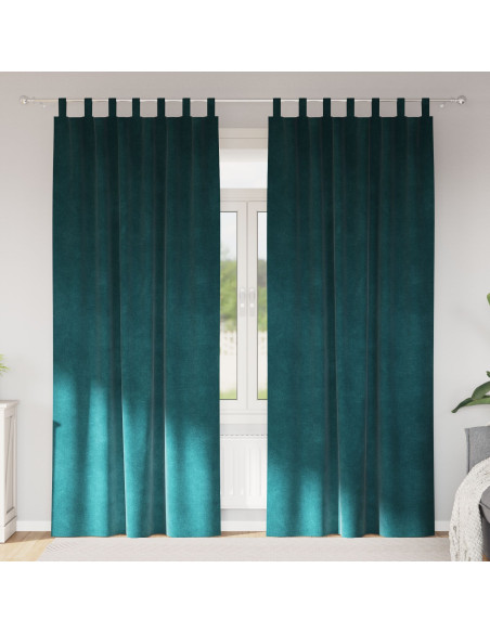 Tende Blackout  con anelli di sospensione 2 pezzi Verde scuro in velluto
