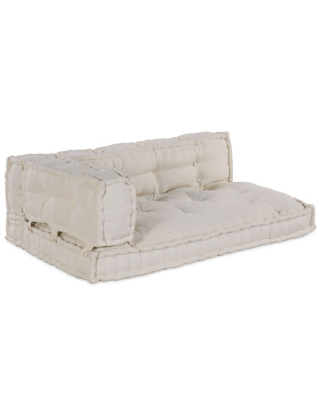 Cuscino per divano pallet con supporto per braccia e schienale in tessuto crema