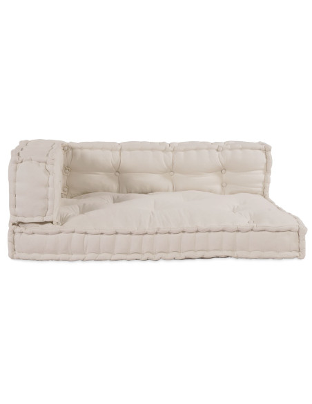Cuscino per divano pallet con supporto per braccia e schienale in tessuto crema