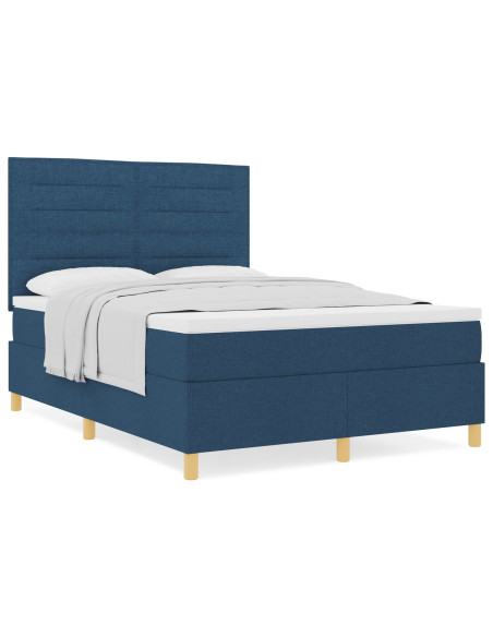 Letto a Molle con Materasso Blu 140x190 cm Tessuto