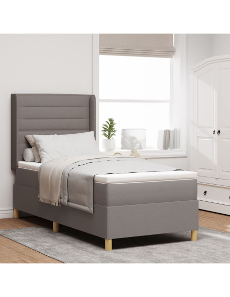 Letto con Reticolo e Materasso Tortora 100x200 cm Tessuto